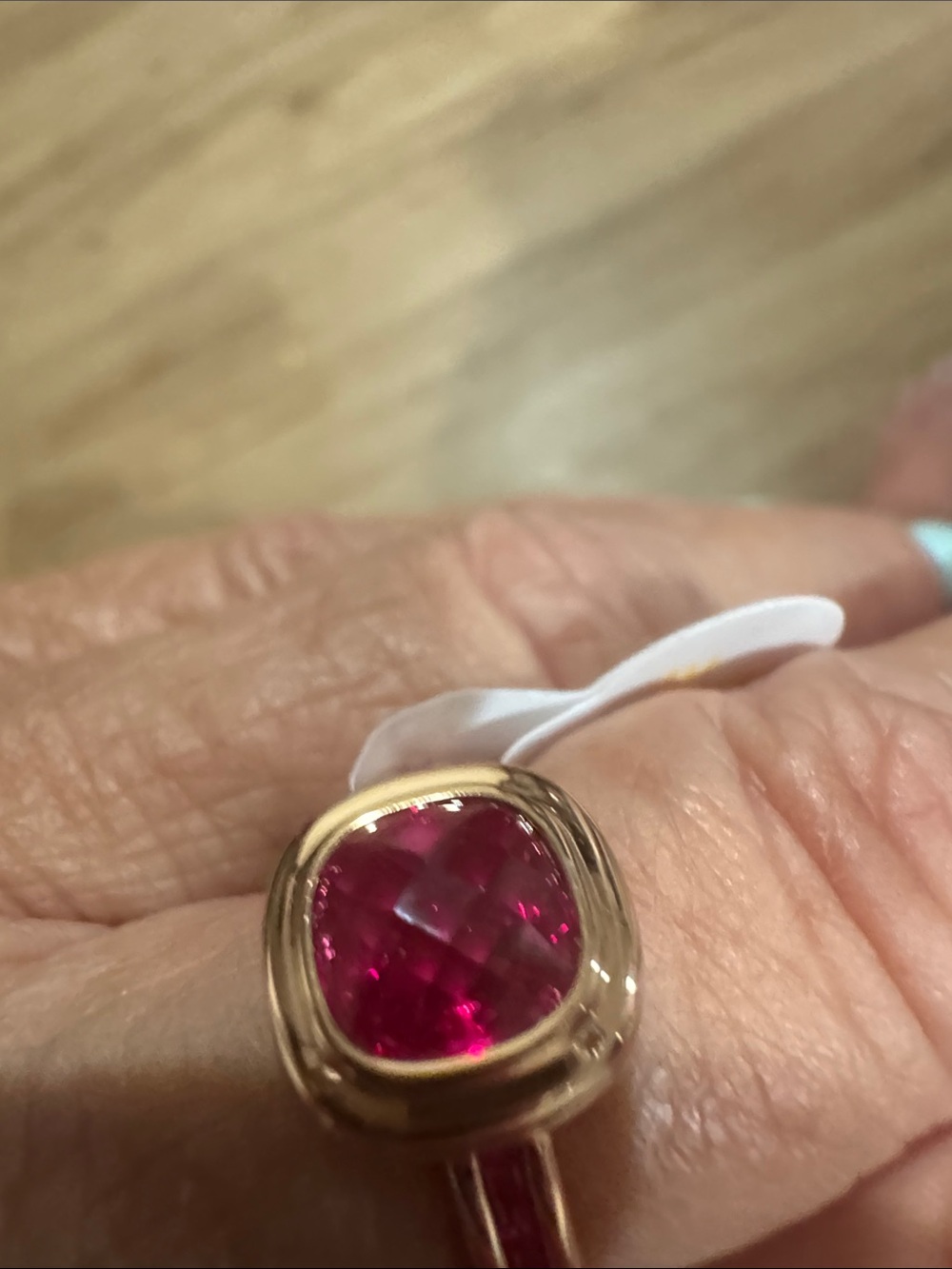 Pink Cushion-Cut Gemstone Ring in Gold